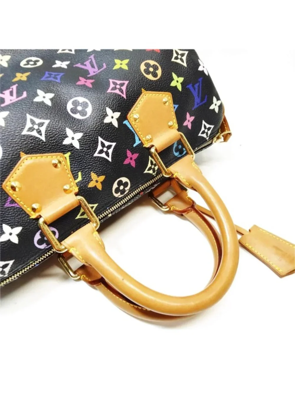 Authentic Louis Vuitton Speedy 30 Multicolor Monogram Black Canvas Murakami Bag